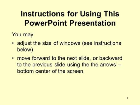 Instructions for Using This PowerPoint Presentation