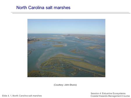 North Carolina salt marshes Session 4: Estuarine Ecosystems Coastal Hazards Management Course Slide 4. 1, North Carolina salt marshes (Courtesy: John Bruno)
