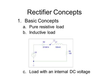 Rectifier Concepts Basic Concepts Pure resistive load Inductive load