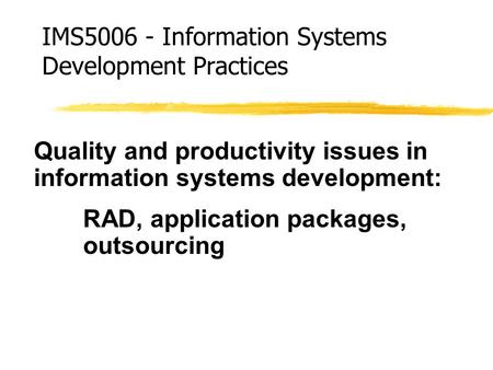 IMS Information Systems Development Practices