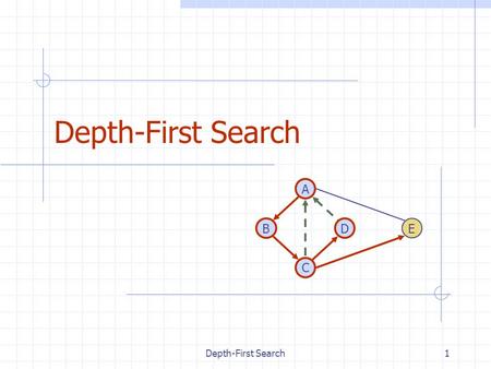 Depth-First Search1 DB A C E. 2 Outline and Reading Definitions (§6.1) Subgraph Connectivity Spanning trees and forests Depth-first search (§6.3.1) Algorithm.