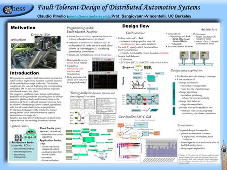 Introduction Designing cost-sensitive real-time control systems for safety-critical applications requires a careful analysis of the cost/fault-coverage.