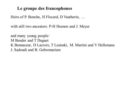 Le groupe des francophones Heirs of P. Bonche, H Flocard, D Vautherin, … with still two ancestors: P-H Heenen and J. Meyer and many young people: M Bender.
