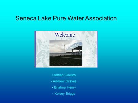 Seneca Lake Pure Water Association Adrian Cowles Andrew Graves Briahna Henry Kelsey Briggs.