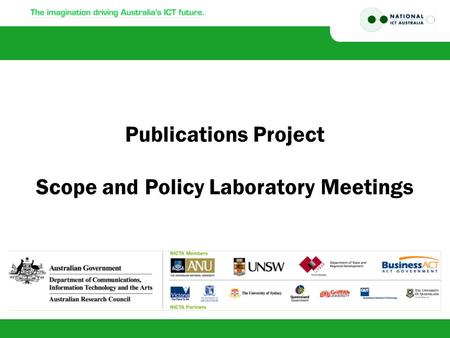 Publications Project Scope and Policy Laboratory Meetings.