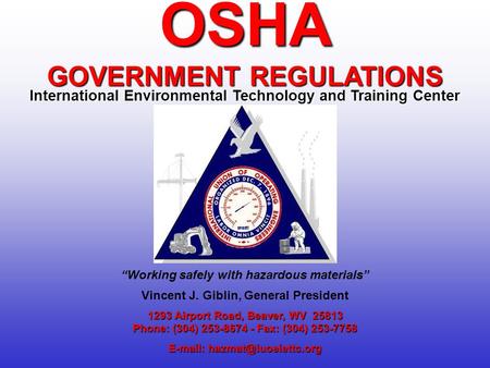 OSHA GOVERNMENT REGULATIONS