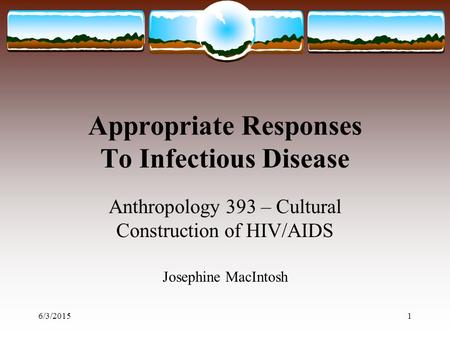 Appropriate Responses To Infectious Disease