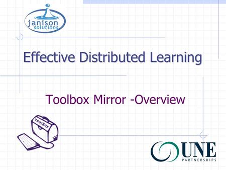 Toolbox Mirror -Overview Effective Distributed Learning.