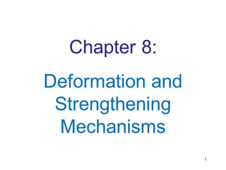 Deformation and Strengthening Mechanisms