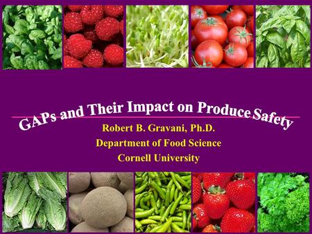 Robert B. Gravani, Ph.D. Department of Food Science Cornell University.