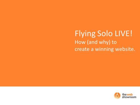 Flying Solo LIVE! How (and why) to create a winning website.