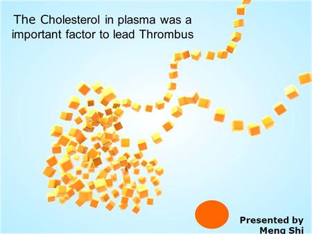 Presented by Meng Shi The C holesterol in plasma was a important factor to lead Thrombus.