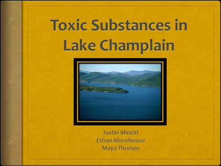 Goals  Determine which chemicals present (or potentially present) in the Lake Champlain basin would cause detrimental effects  Determine the pathways.