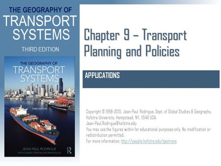 Chapter 9 – Transport Planning and Policies