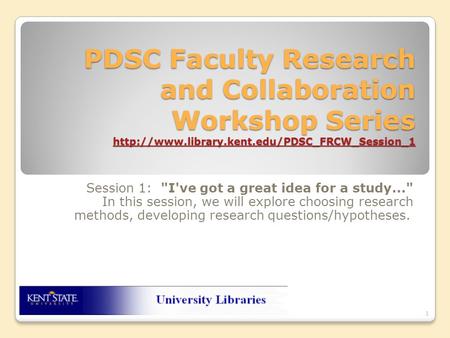 PDSC Faculty Research and Collaboration Workshop Series
