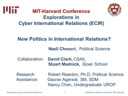 MIT-Harvard Conference Cyber International Relations (ECIR)