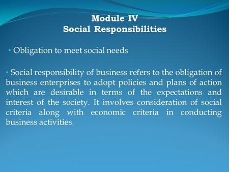 Social Responsibilities