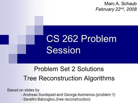 Problem Set 2 Solutions Tree Reconstruction Algorithms