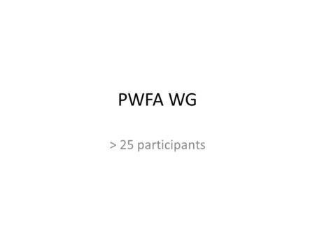 PWFA WG > 25 participants. 5 presentations: A. Krasnykh, A Proposal for Study of Structure and Dynamics of Energy/Matter Based on Production of γ-Ray.
