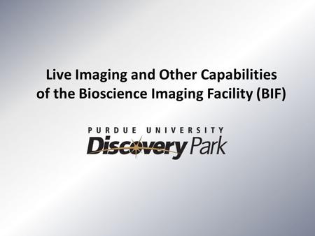 Live Imaging and Other Capabilities of the Bioscience Imaging Facility (BIF)