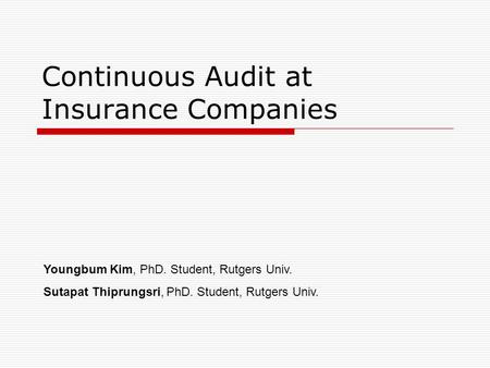 Continuous Audit at Insurance Companies