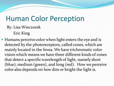 Human Color Perception