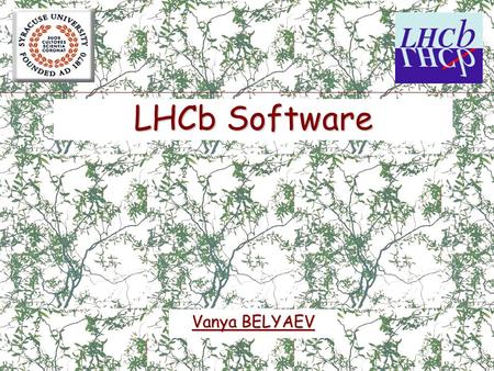 LHCb Software Vanya BELYAEV Vanya BELYAEV. Preface It is NOT a tutorial for beginners It is NOT a tutorial for beginners If you need – the tutorial will.