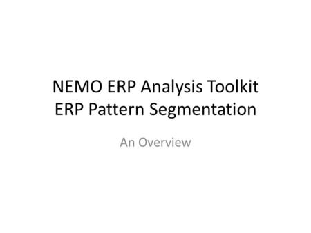 NEMO ERP Analysis Toolkit ERP Pattern Segmentation An Overview.