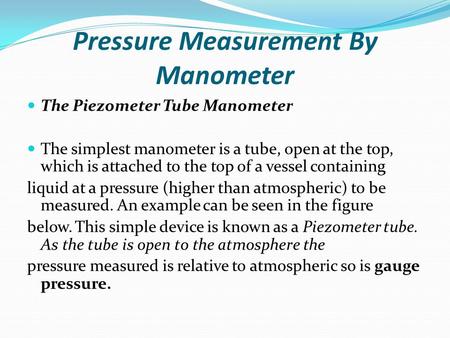 Pressure Measurement By Manometer