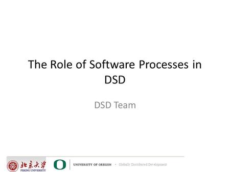 Globally Distributed Development The Role of Software Processes in DSD DSD Team.