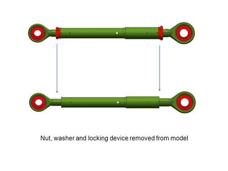 Nut, washer and locking device removed from model.