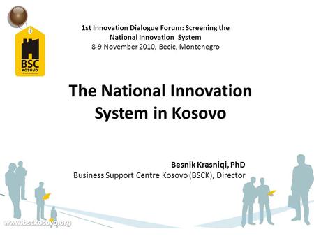 The National Innovation System in Kosovo