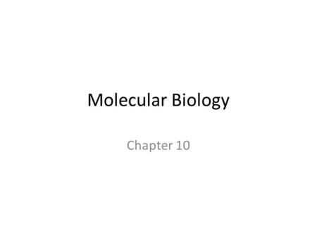 Molecular Biology Chapter 10.