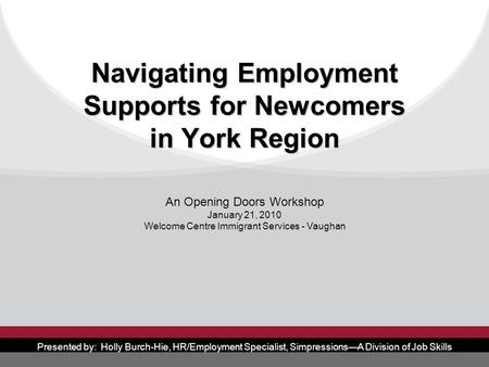 Navigating Employment Supports for Newcomers in York Region