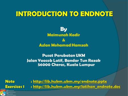 INTRODUCTION TO ENDNOTE