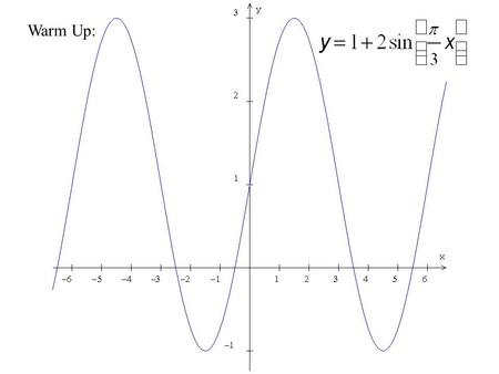 Warm Up:. Sinusoidal Graphs and Values …and how to apply them to real-life problems.