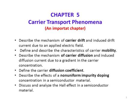 Carrier Transport Phenomena