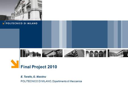 Final Project 2010 E. Tarallo, G. Mastinu POLITECNICO DI MILANO, Dipartimento di Meccanica.