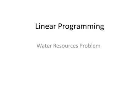 Water Resources Problem