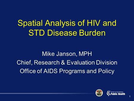 Spatial Analysis of HIV and STD Disease Burden