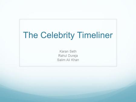 The Celebrity Timeliner Karan Seth Rahul Dureja Salim Ali Khan.