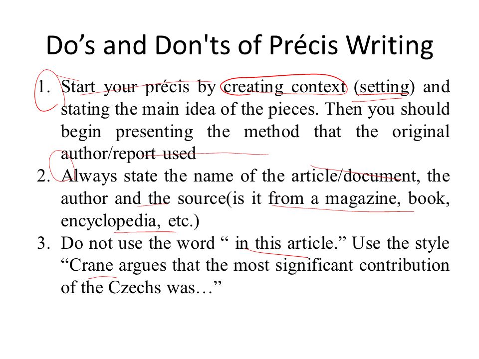 how to do a precis