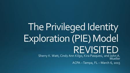 The Privileged Identity Exploration (PIE) Model REVISITED