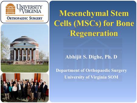 Abhijit S. Dighe, Ph. D Department of Orthopaedic Surgery University of Virginia SOM.