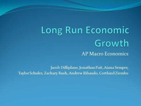 AP Macro Economics Jacob Dilliplane, Jonathan Pait, Aiana Semper, Taylor Schuler, Zachary Rush, Andrew Ribaudo, Cortland Ziembo.
