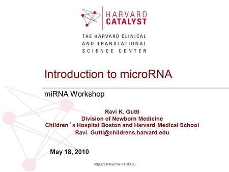 Agenda Introduction and History Workflow in miRNA experiments