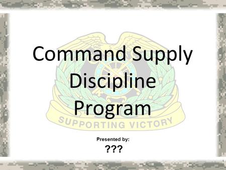 Command Supply Discipline Program