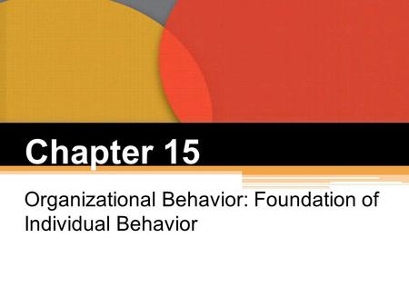 Organizational Behavior: Foundation of Individual Behavior