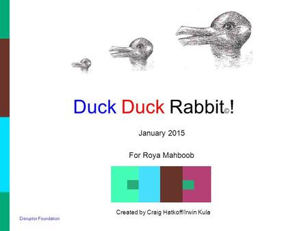 Duck Duck Rabbit © ! January 2015 For Roya Mahboob Created by Craig Hatkoff/Irwin Kula Disruptor Foundation.