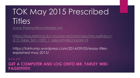 Prescribed essay titles tok 2014
